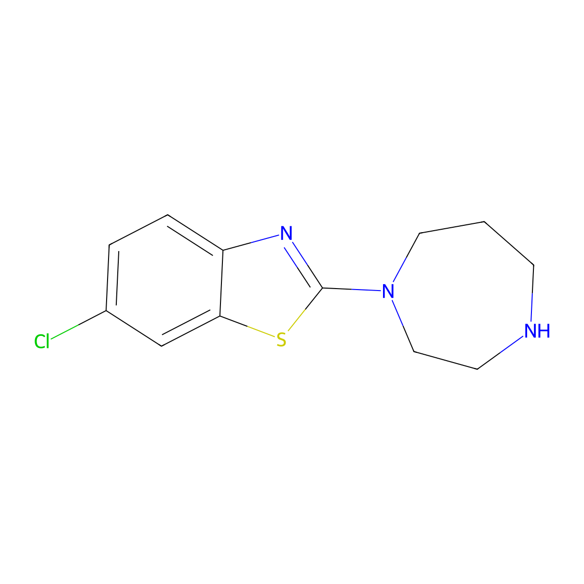 6-Chloro-2-(1,4-diazepan-1-yl)-1,3-benzothiazole molecular structure, CAS 348134-09-8