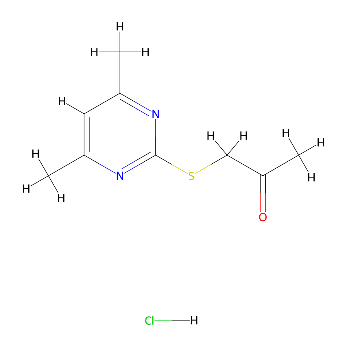1-((4,6-Dimethylpyrimidin-2-yl)thio)propan-2-one hydrochloride molecular structure, CAS 348138-15-8