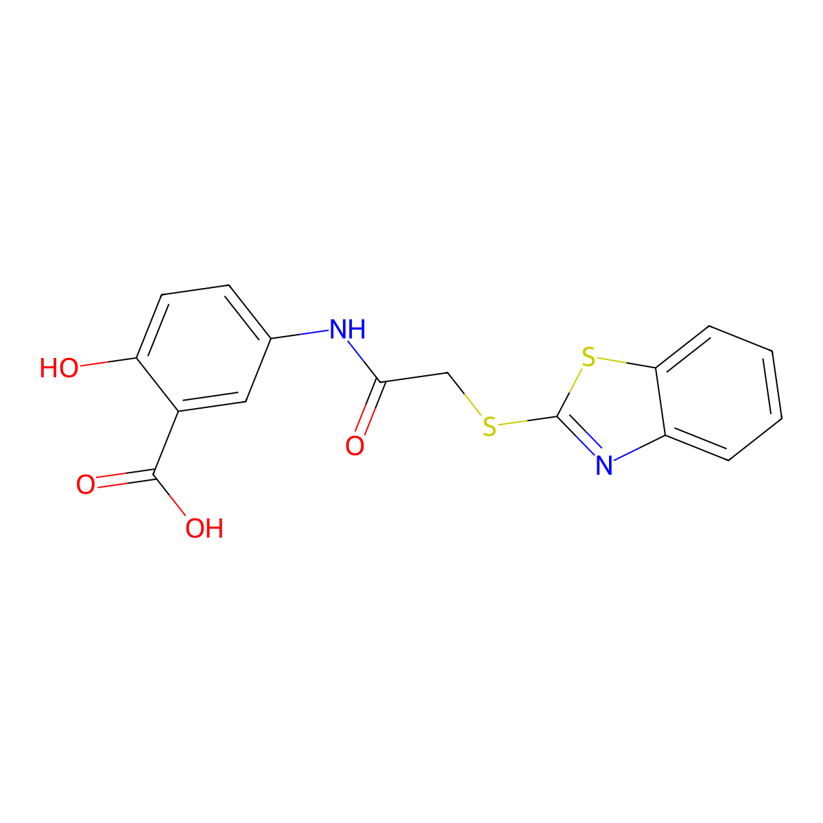 5-[2-(Benzo[d]thiazol-2-ylthio)acetamido]-2-hydroxybenzoic Acid molecular structure, CAS 348139-97-9