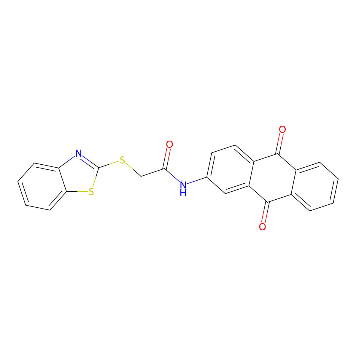 2-(1,3-benzothiazol-2-ylsulfanyl)-N-(9,10-dioxoanthracen-2-yl)acetamide molecular structure, CAS 348140-42-1