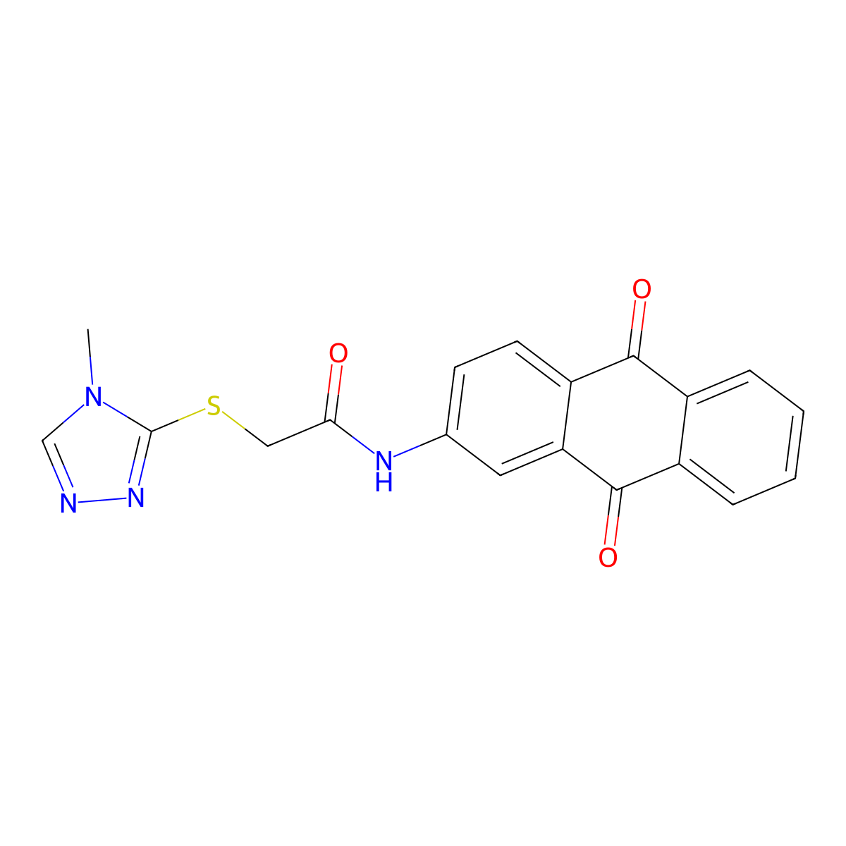 N-(9,10-dioxoanthracen-2-yl)-2-[(4-methyl-1,2,4-triazol-3-yl)sulfanyl]acetamide molecular structure, CAS 348140-44-3