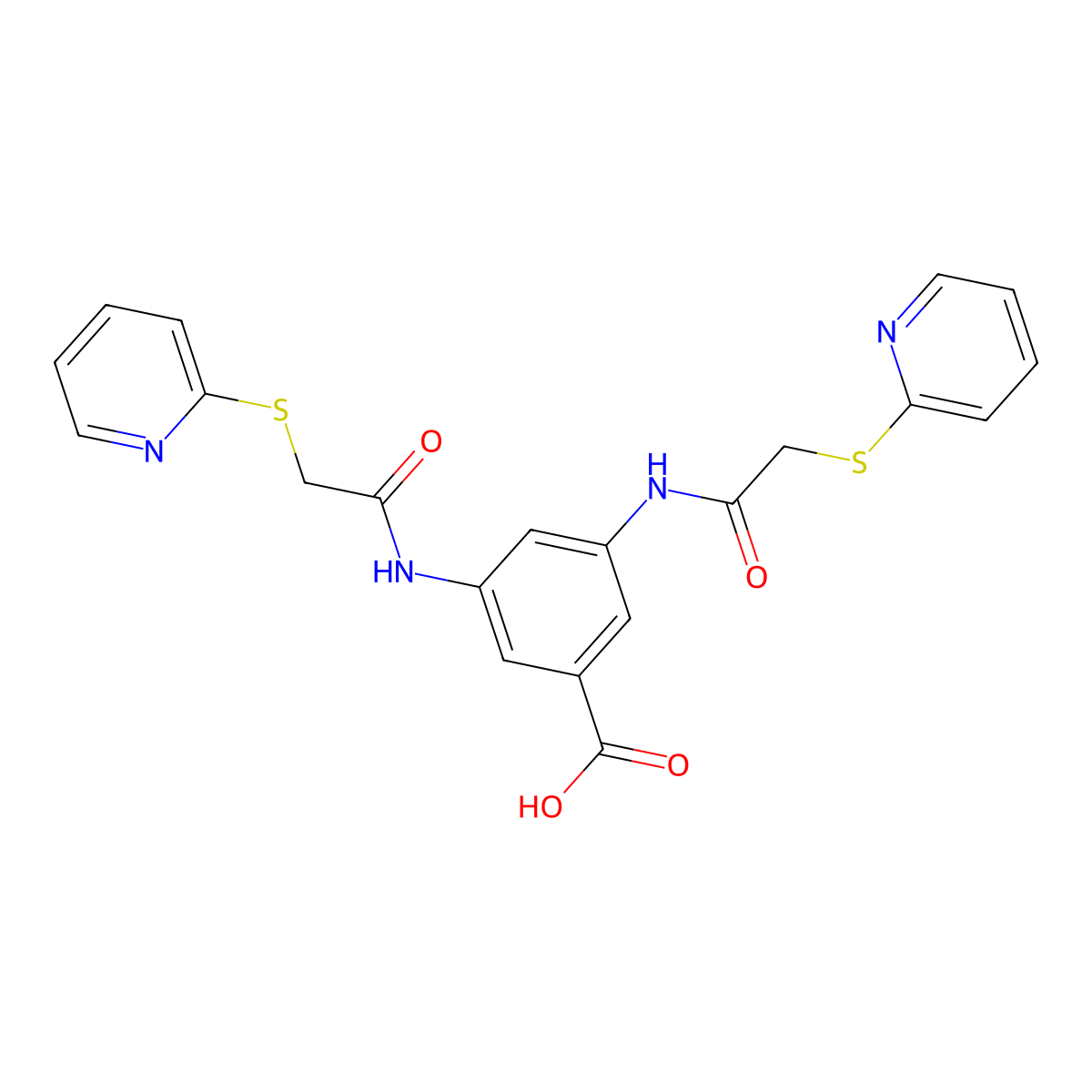 3,5-bis[(2-pyridin-2-ylsulfanylacetyl)amino]benzoic Acid molecular structure, CAS 348140-86-3