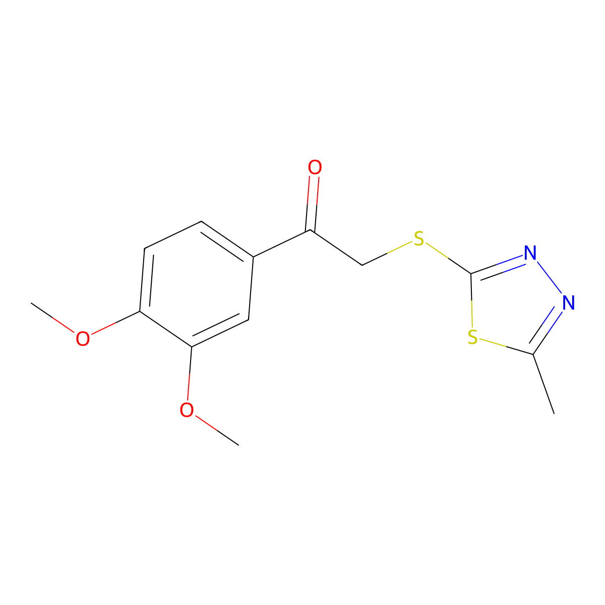 1-(3,4-Dimethoxyphenyl)-2-[(5-methyl-1,3,4-thiadiazol-2-yl)sulfanyl]ethanone molecular structure, CAS 348145-82-4