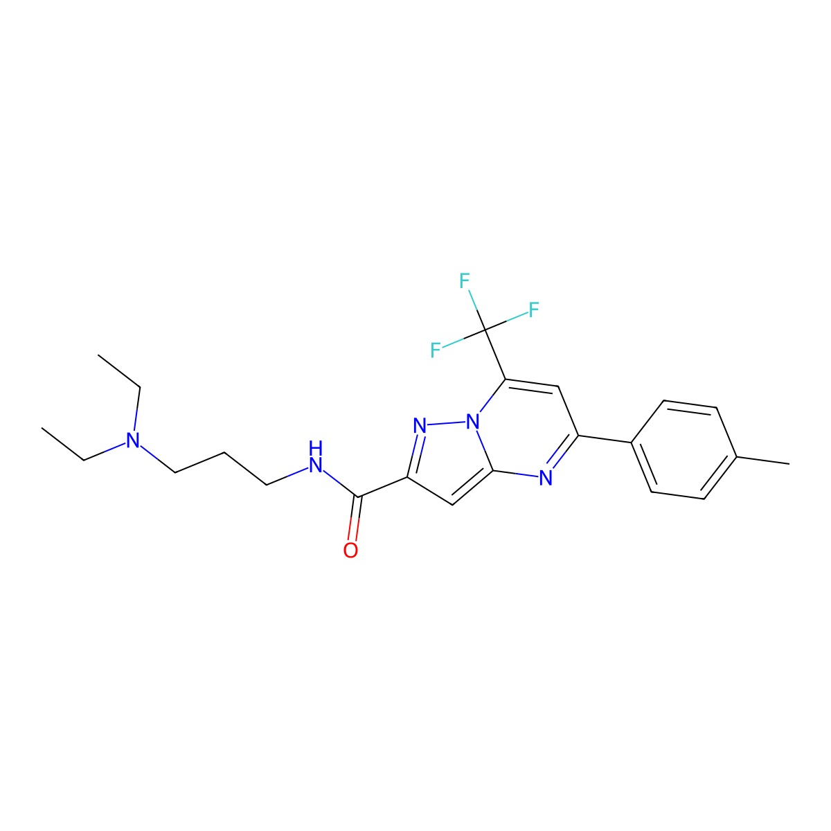 N-[3-(diethylamino)propyl]-5-(4-methylphenyl)-7-(trifluoromethyl)pyrazolo[1,5-a]pyrimidine-2-carboxamide molecular structure, CAS 348147-05-7