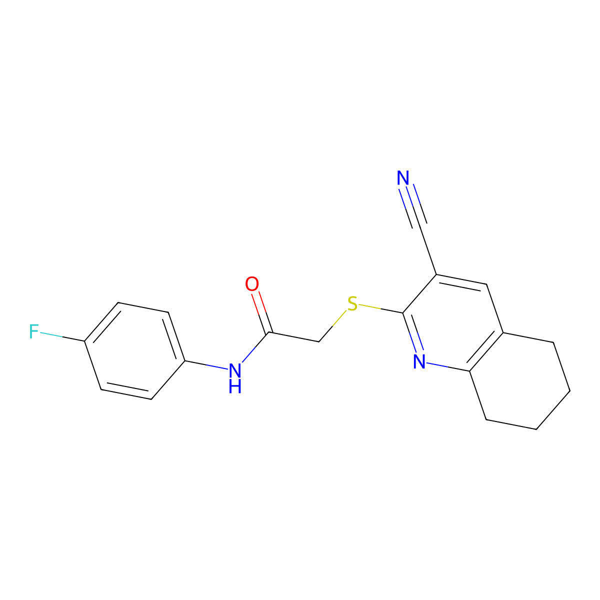 2-[(3-cyano-5,6,7,8-tetrahydroquinolin-2-yl)sulfanyl]-N-(4-fluorophenyl)acetamide molecular structure, CAS 348147-57-9