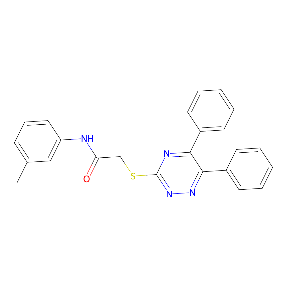 2-((5,6-Diphenyl-1,2,4-triazin-3-YL)thio)-N-(3-methylphenyl)acetamide molecular structure, CAS 348147-90-0