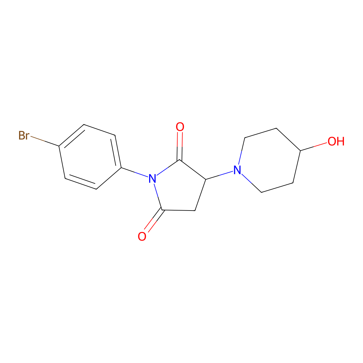 1-(4-Bromophenyl)-3-(4-hydroxypiperidin-1-yl)pyrrolidine-2,5-dione molecular structure, CAS 348148-08-3