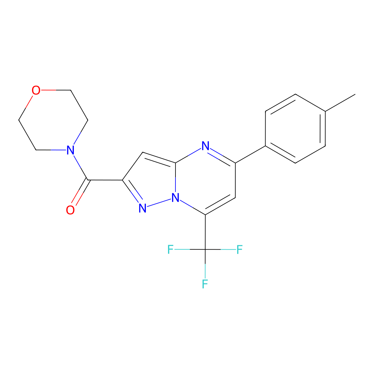 5-(4-Methylphenyl)-2-(4-morpholinylcarbonyl)-7-(trifluoromethyl)pyrazolo[1,5-a]pyrimidine molecular structure, CAS 348151-18-8