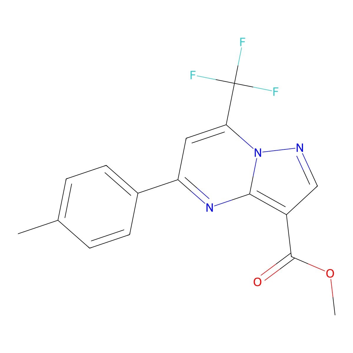 Methyl 5-(4-methylphenyl)-7-(trifluoromethyl)pyrazolo[1,5-a]pyrimidine-3-carboxylate molecular structure, CAS 348151-88-2