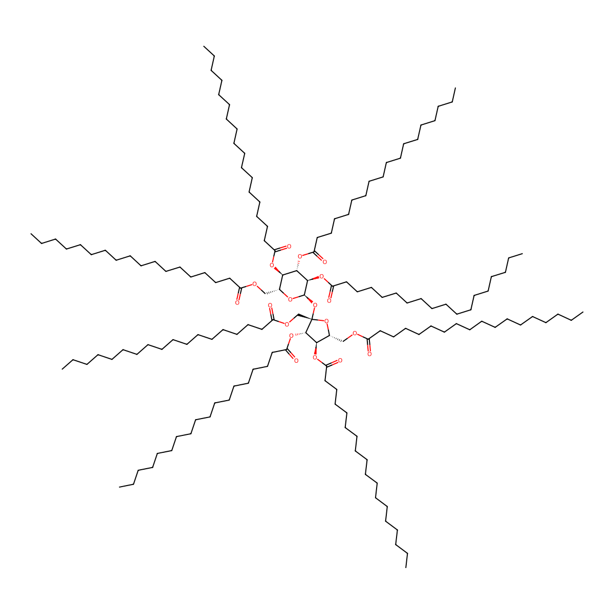 Sucrose octastearate molecular structure, CAS 34816-22-3