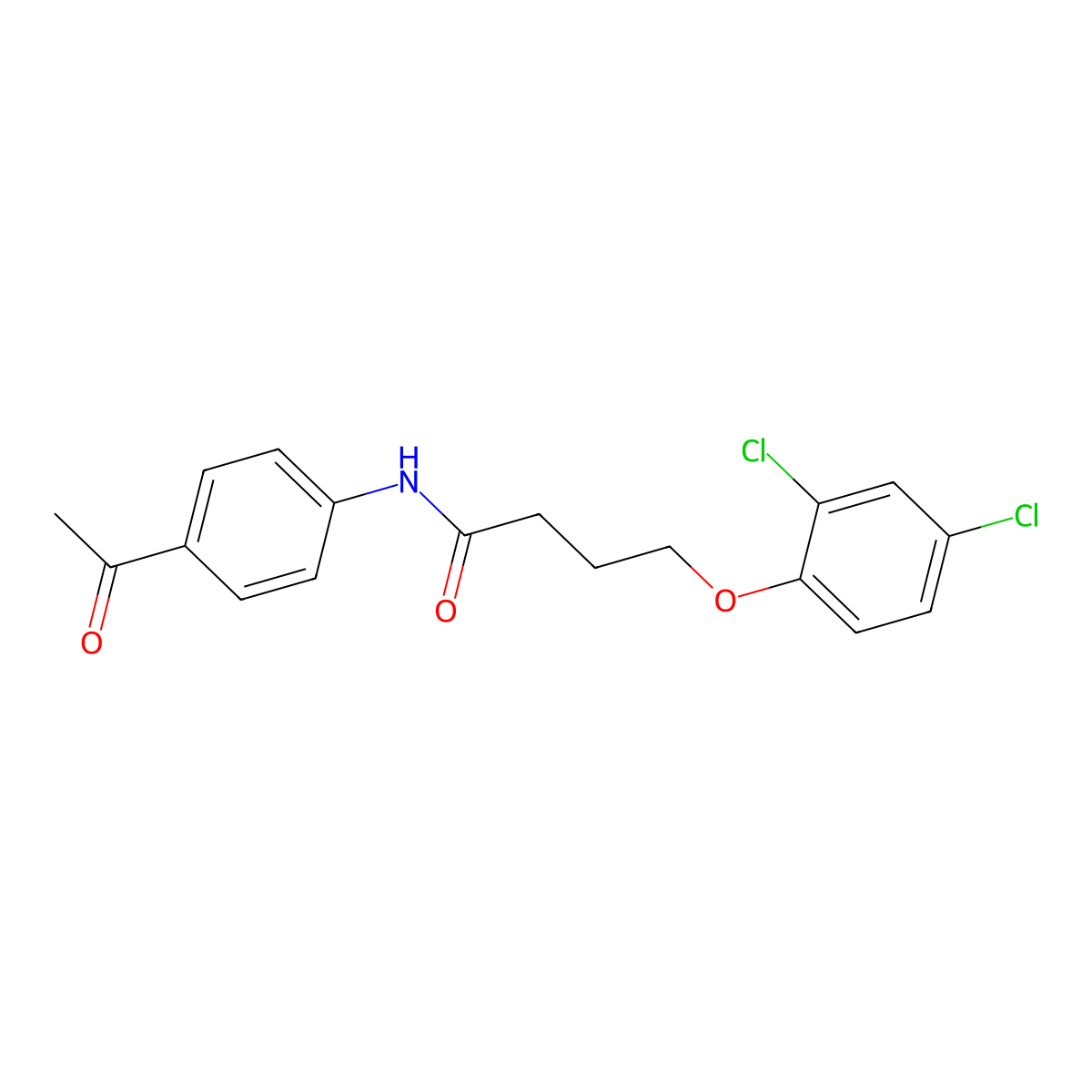 N-(4-acetylphenyl)-4-(2,4-dichlorophenoxy)butanamide molecular structure, CAS 348163-50-8