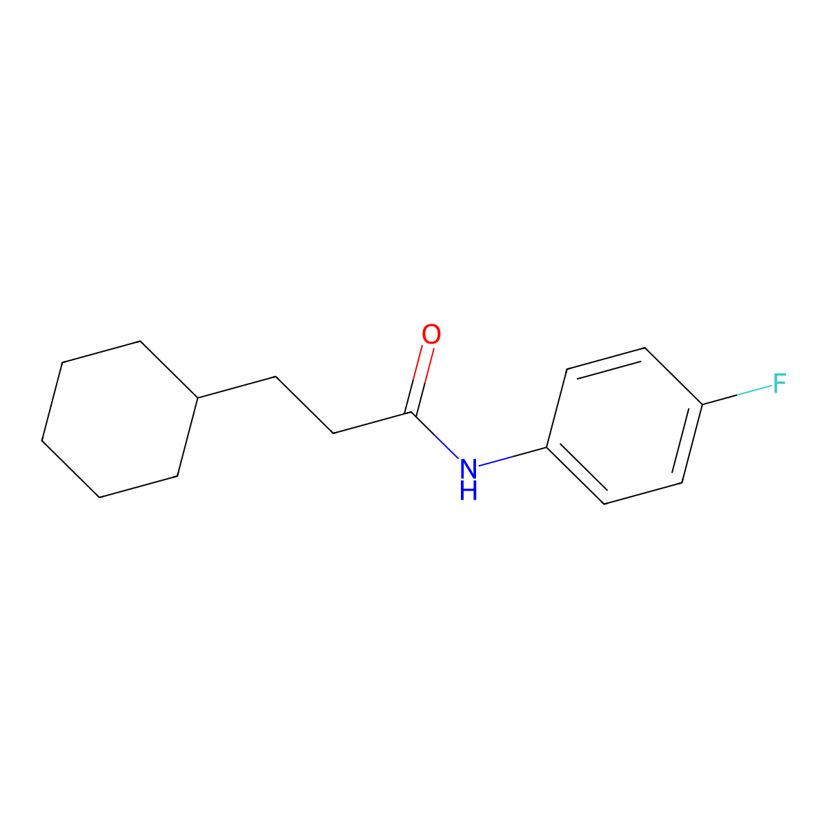 3-cyclohexyl-N-(4-fluorophenyl)propanamide molecular structure, CAS 348163-97-3