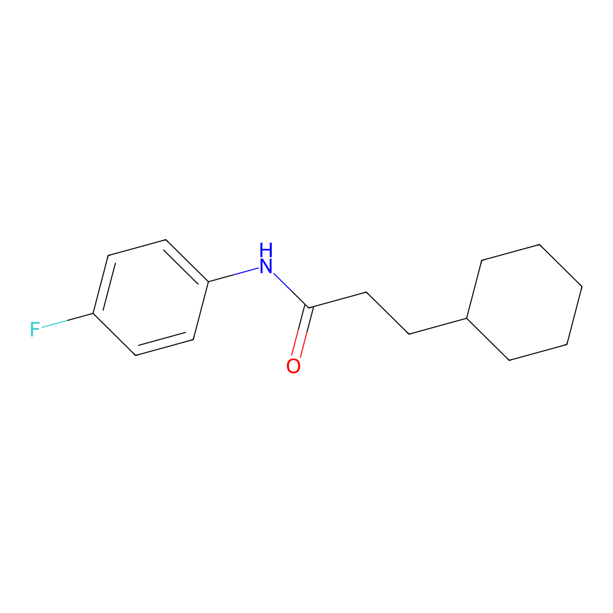 3-cyclohexyl-N-(4-fluorophenyl)propanamide molecular structure, CAS 348163-97-3