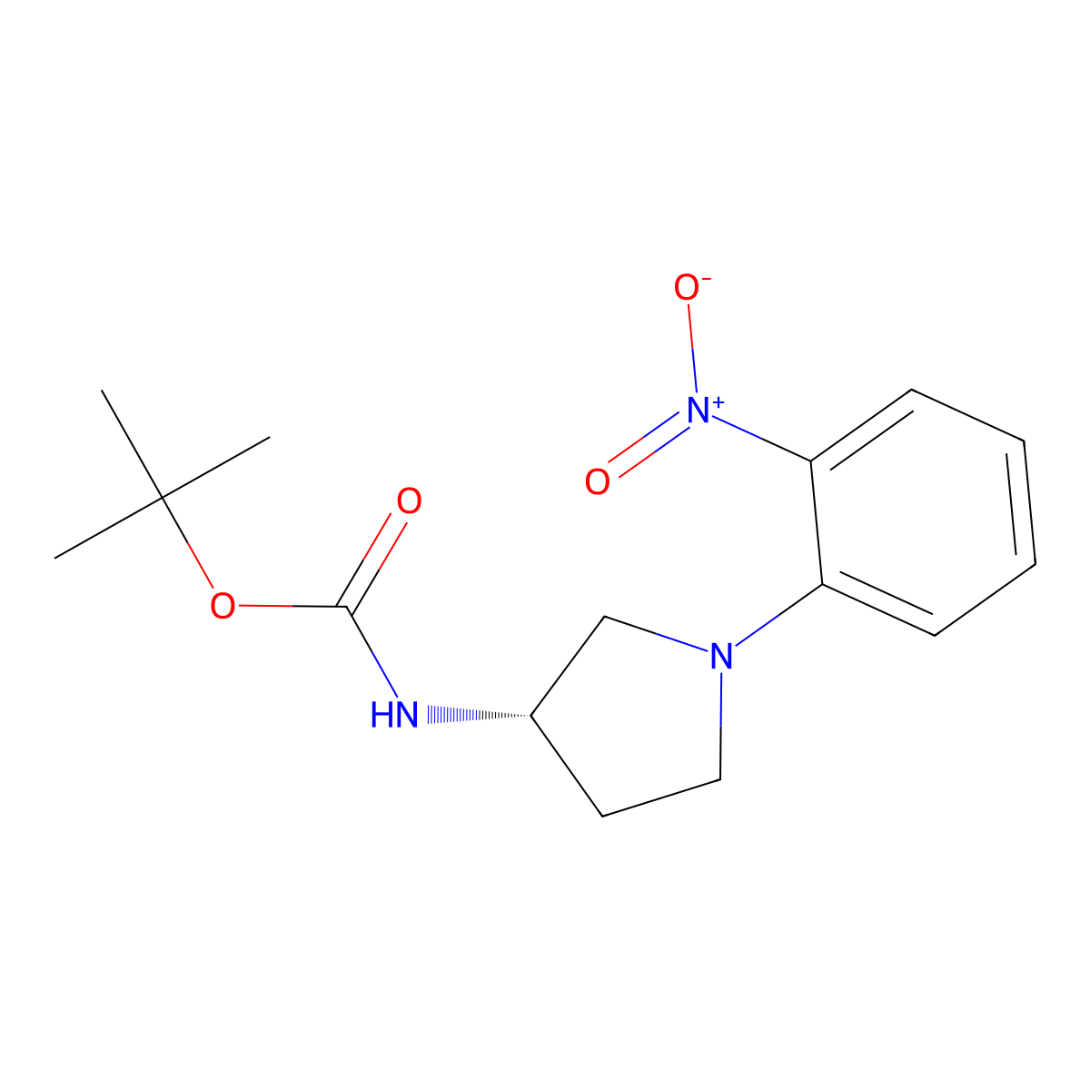 (S)-tert-Butyl (1-(2-nitrophenyl)pyrrolidin-3-yl)carbamate molecular structure, CAS 348165-32-2
