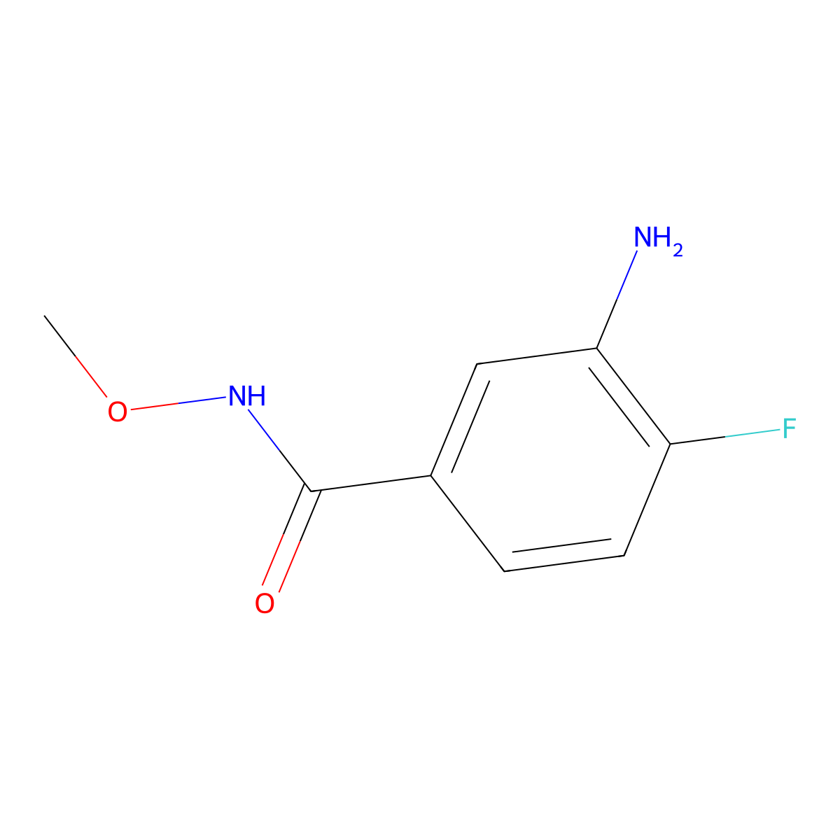 3-Amino-4-fluoro-N-methoxybenzamide molecular structure, CAS 348165-47-9