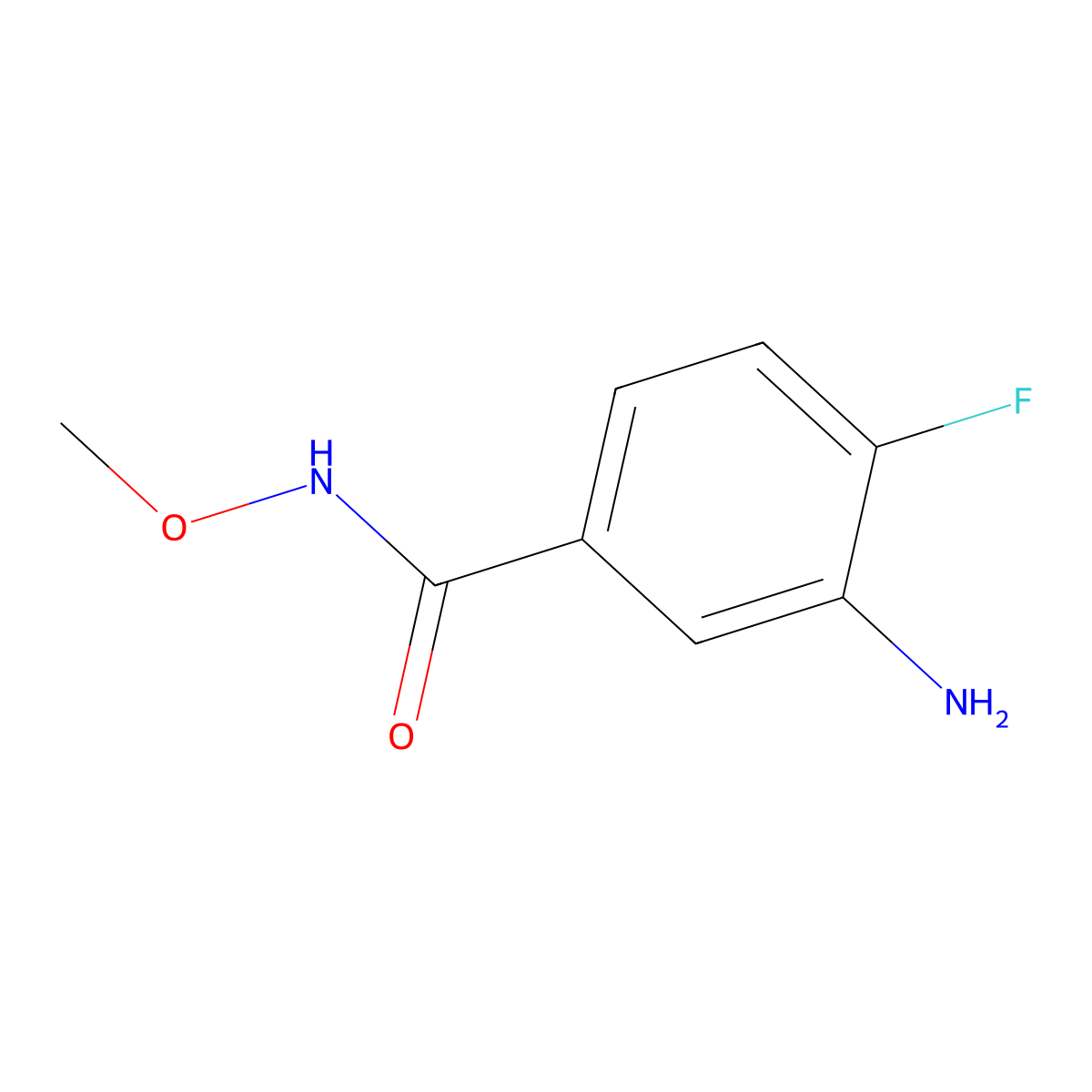 3-Amino-4-fluoro-N-methoxybenzamide molecular structure, CAS 348165-47-9