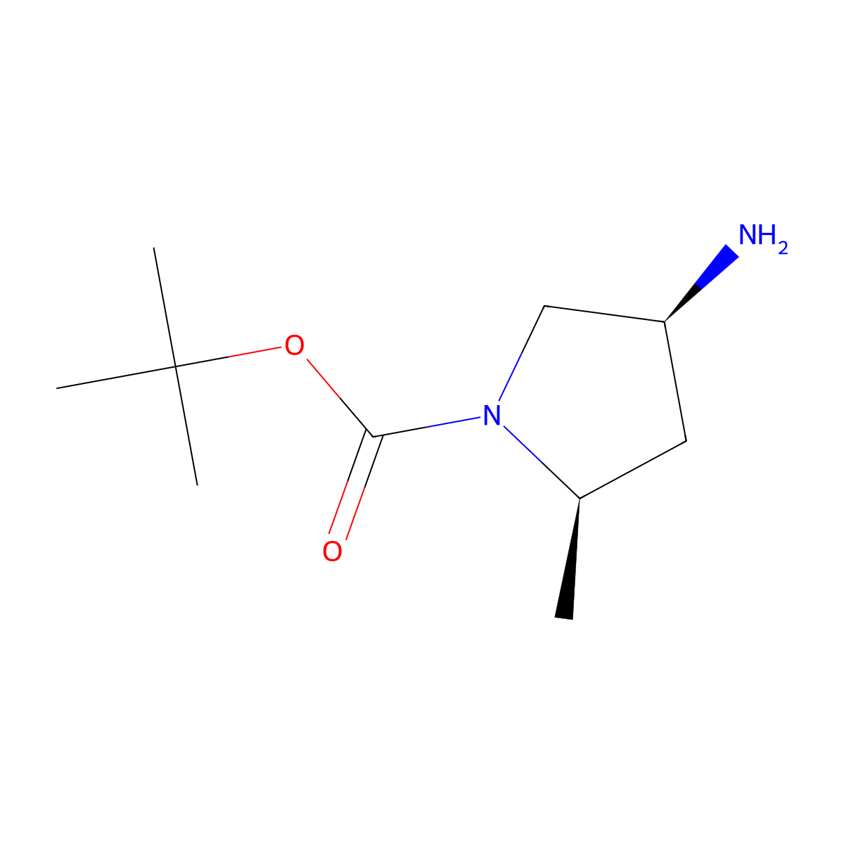 tert-butyl (2R,4S)-4-amino-2-methylpyrrolidine-1-carboxylate molecular structure, CAS 348165-60-6