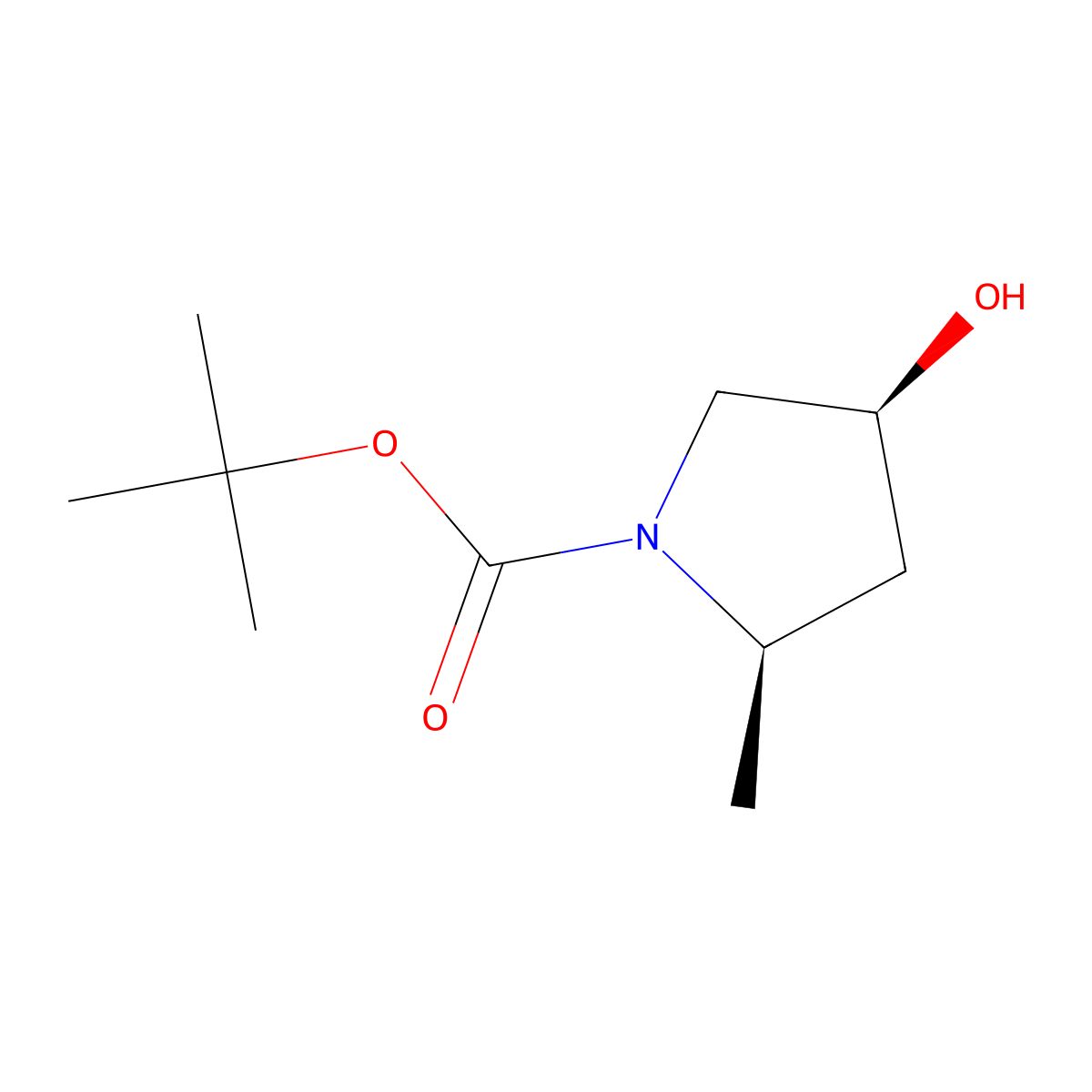 1,1-Dimethylethyl (2R,4S)-4-hydroxy-2-methyl-1-pyrrolidinecarboxylate molecular structure, CAS 348165-62-8