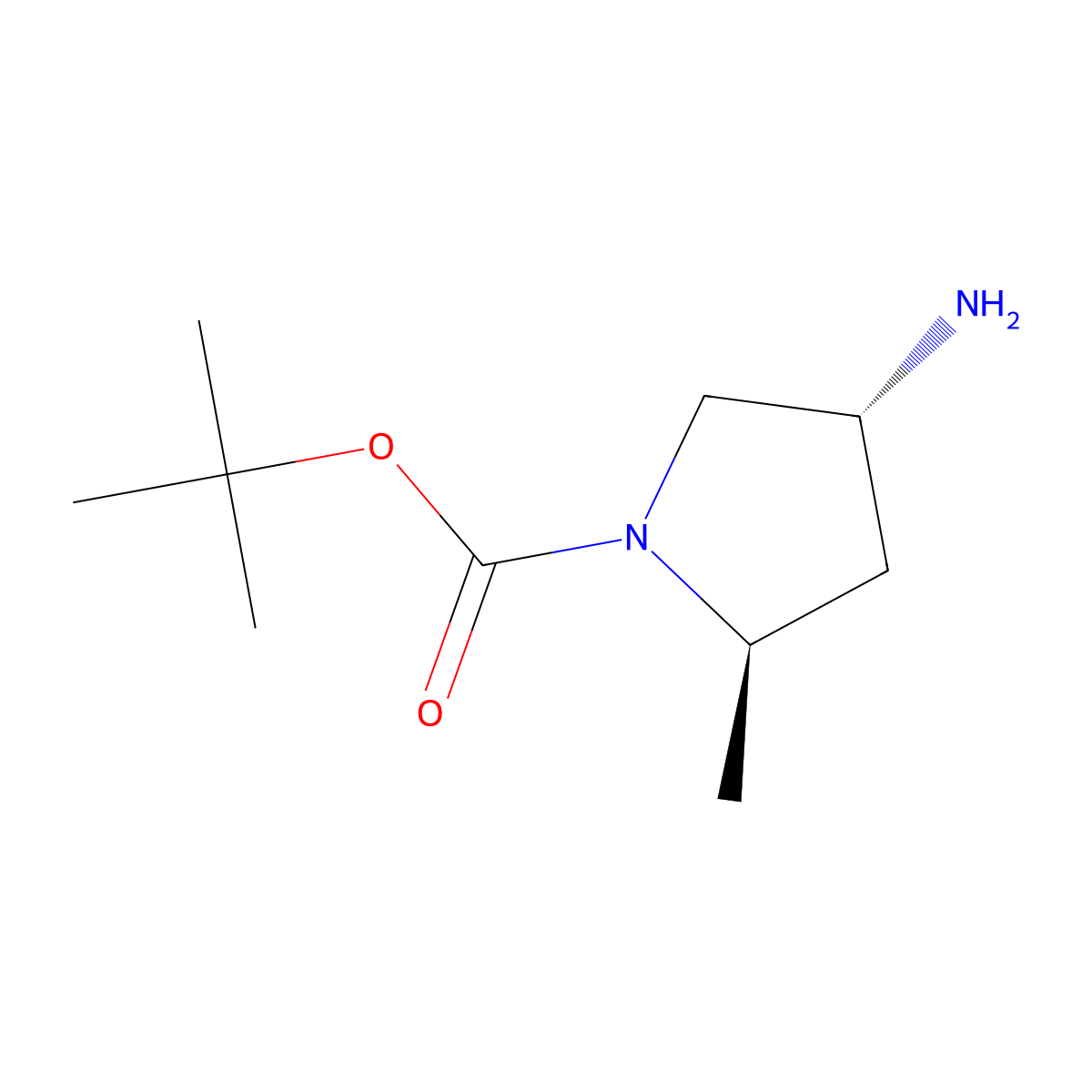 tert-Butyl (2R,4R)-4-amino-2-methylpyrrolidine-1-carboxylate molecular structure, CAS 348165-63-9
