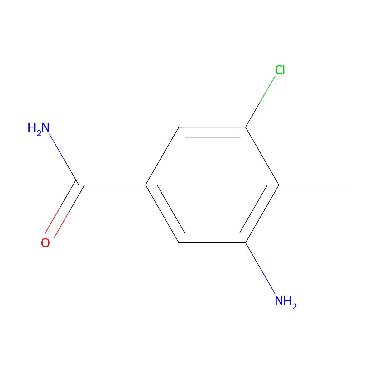 3-Amino-5-chloro-4-methylbenzamide molecular structure, CAS 348165-90-2