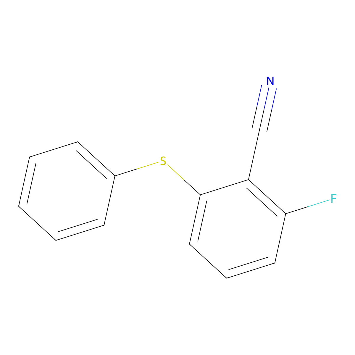 2-Fluoro-6-(phenylsulfanyl)benzonitrile molecular structure, CAS 348168-76-3