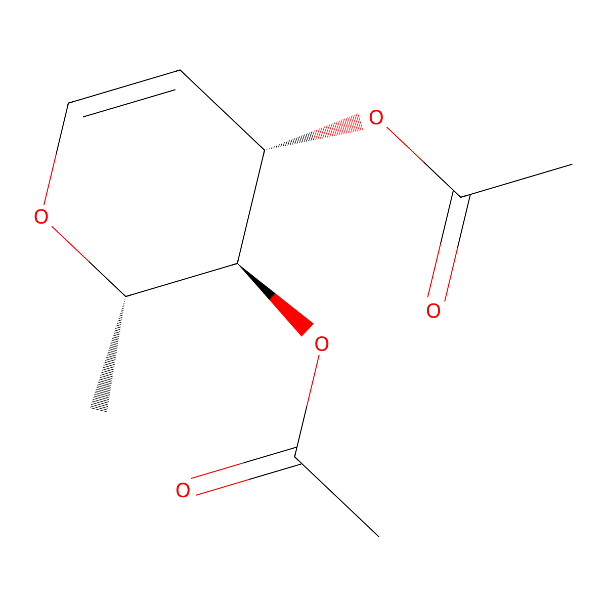 L-arabino-Hex-1-enitol, 1,5-anhydro-2,6-dideoxy-, diacetate molecular structure, CAS 34819-86-8