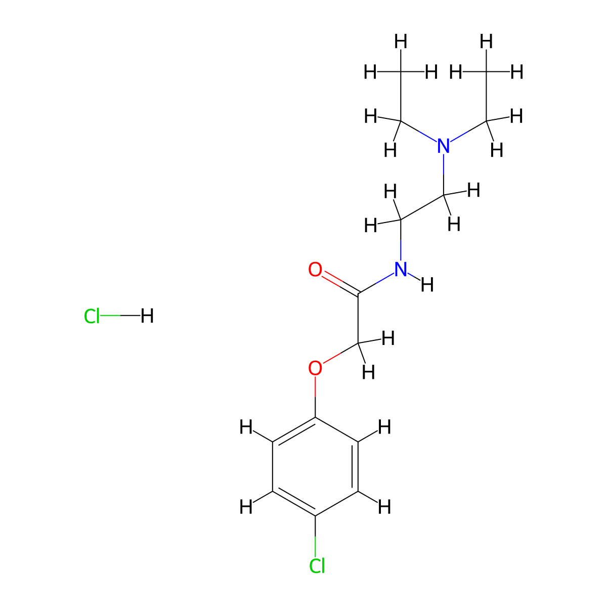 Acetamide, 2-(4-chlorophenoxy)-N-(2-(diethylamino)ethyl)-, hydrochloride (1:1) molecular structure, CAS 3482-74-4