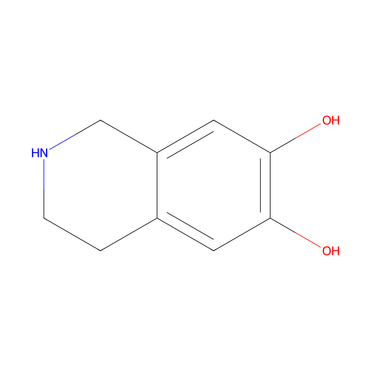 6,7-Dihydroxy-1,2,3,4-tetrahydroisoquinoline molecular structure, CAS 34827-33-3