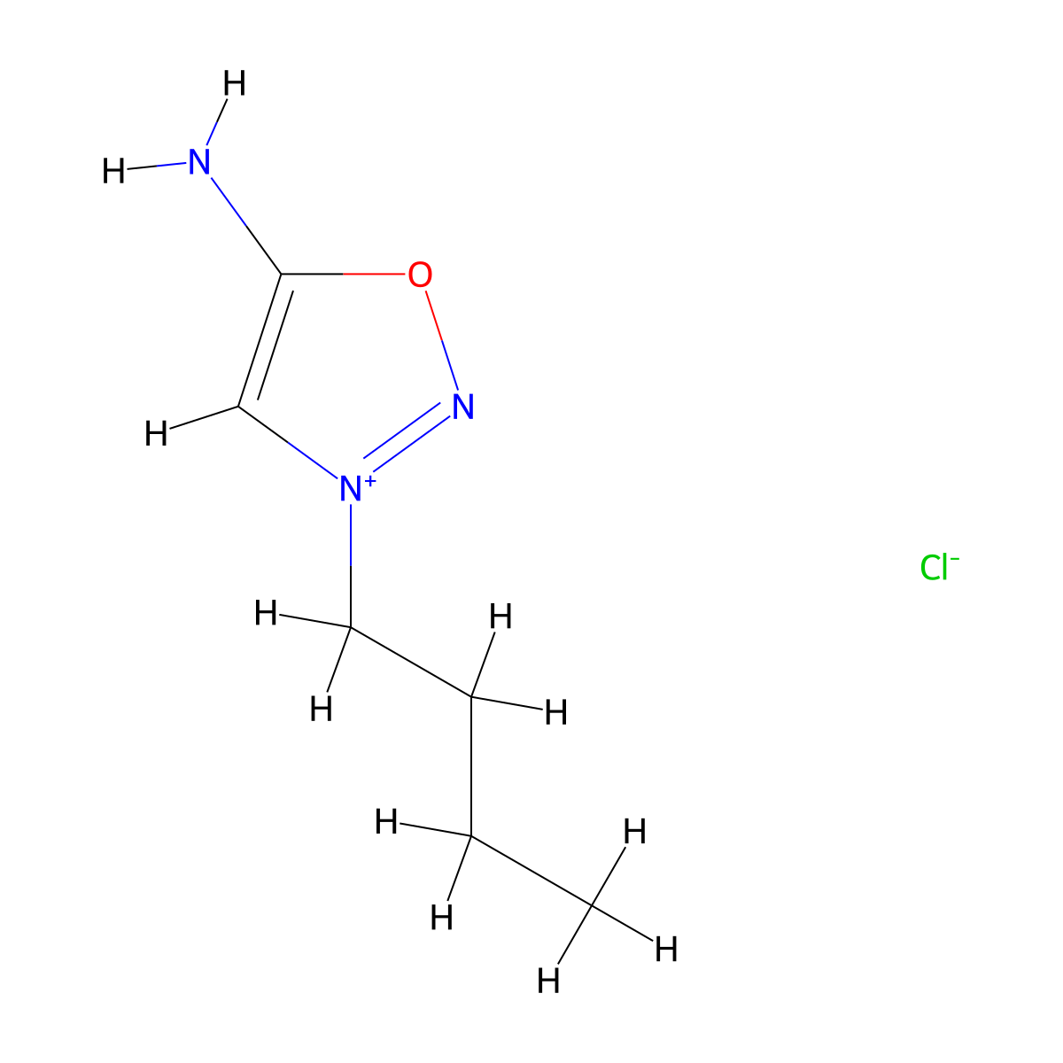 1,2,3-Oxadiazolium, 5-amino-3-butyl-, chloride (1:1) molecular structure, CAS 3483-14-5