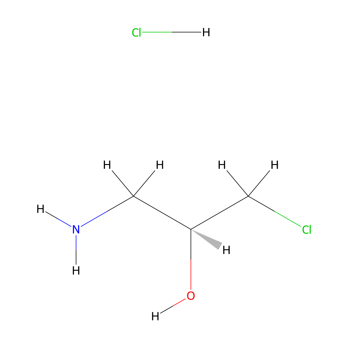 1-Amino-3-chloro-2-propanol hydrochloride, (S)- molecular structure, CAS 34839-13-9