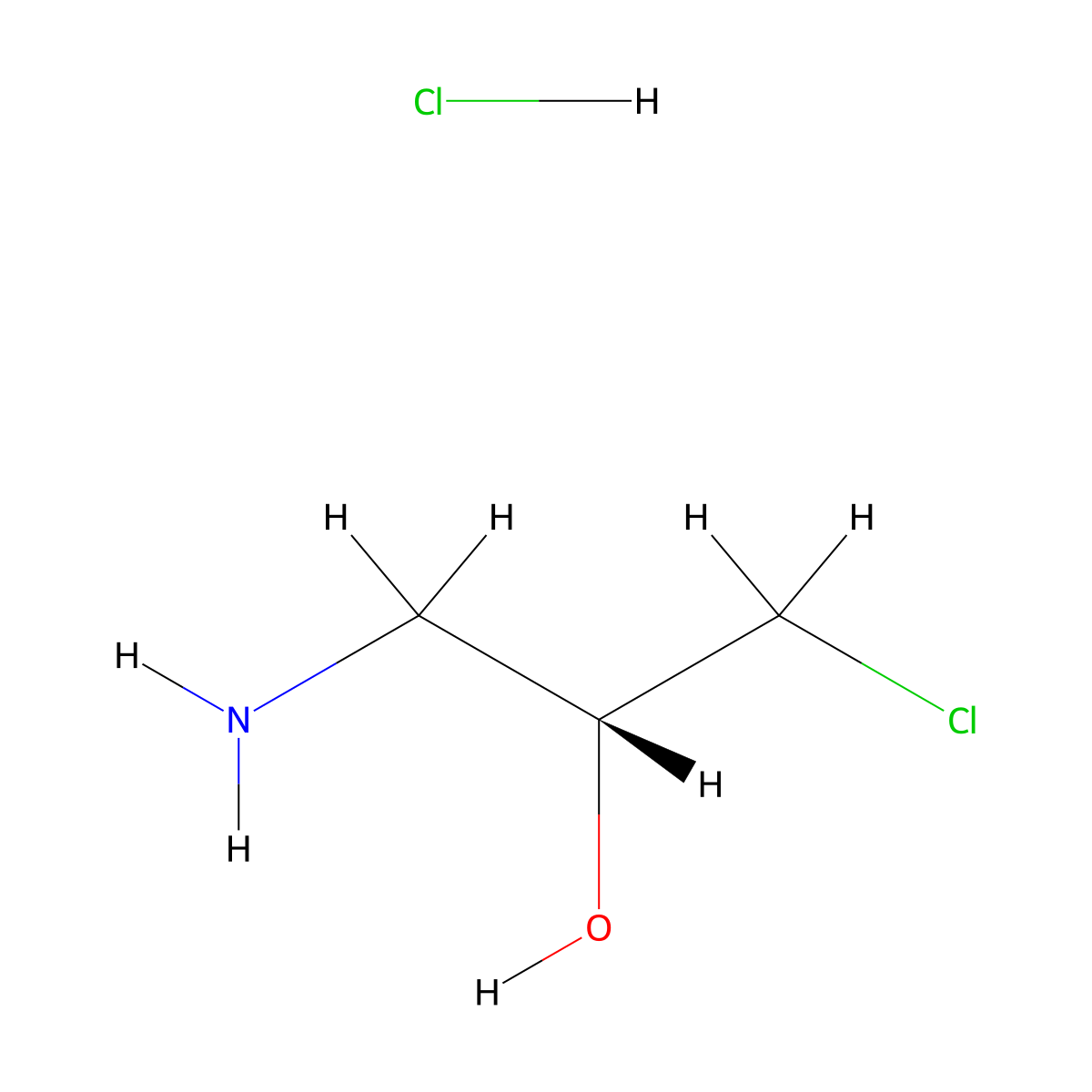 1-Amino-3-chloro-2-propanol hydrochloride, (R)- molecular structure, CAS 34839-14-0