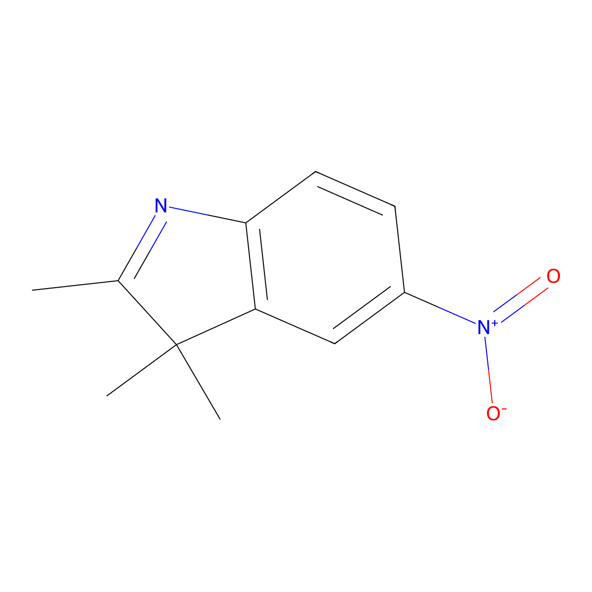 3H-Indole, 2,3,3-trimethyl-5-nitro- molecular structure, CAS 3484-22-8