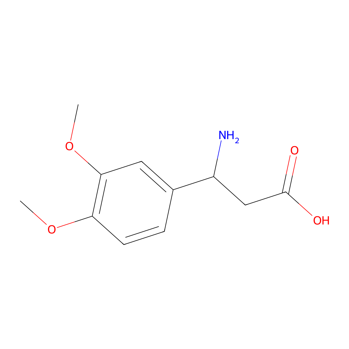 3-Amino-3-(3,4-dimethoxyphenyl)propanoic acid molecular structure, CAS 34841-09-3