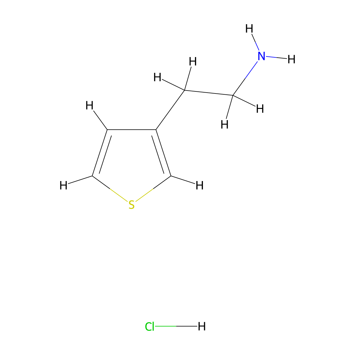 2-(Thiophen-3-yl)ethan-1-amine hydrochloride molecular structure, CAS 34843-84-0