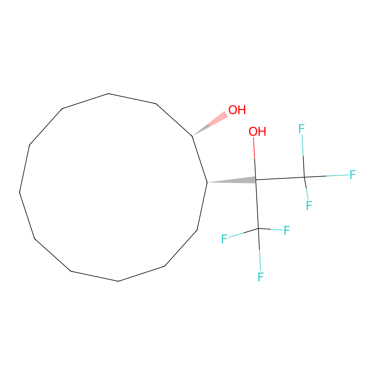 2-(1,1,1,3,3,3-Hexafluoro-2-hydroxypropan-2-yl)cyclododecan-1-ol molecular structure, CAS 34844-40-1
