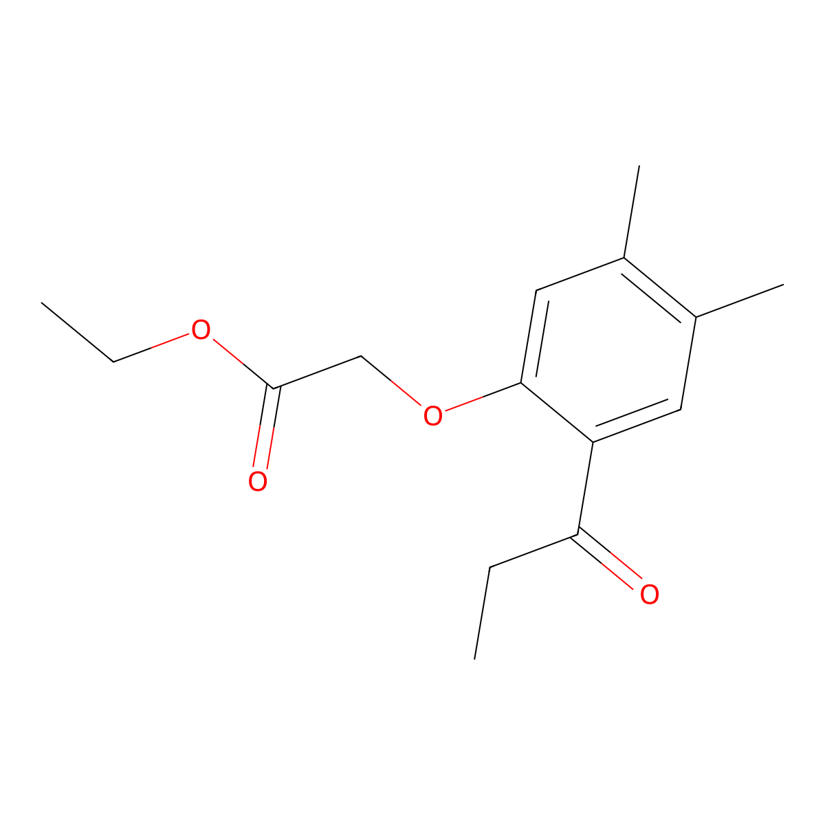 Ethyl (4,5-dimethyl-2-propionylphenoxy)acetate molecular structure, CAS 34848-69-6