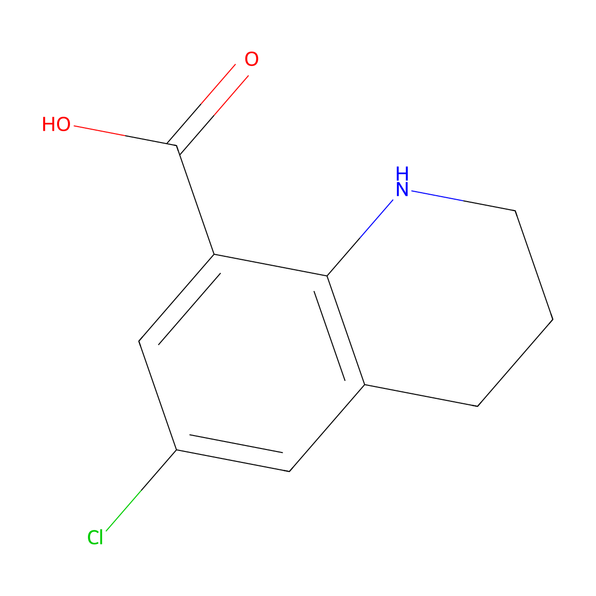 6-Chloro-1,2,3,4-tetrahydroquinoline-8-carboxylic acid molecular structure, CAS 34849-21-3