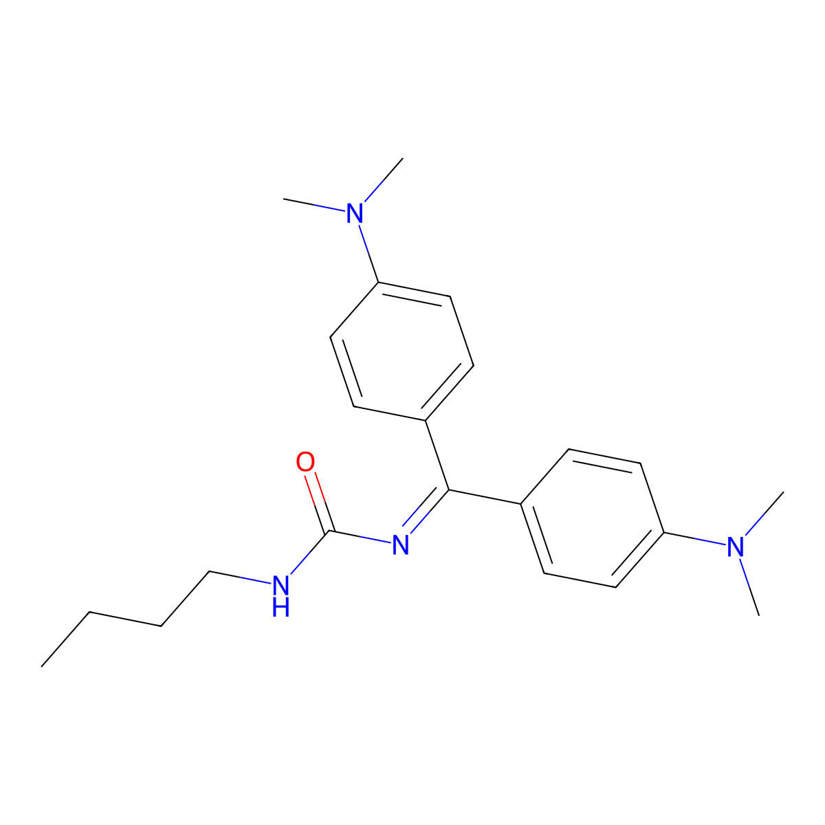 Urea, N-[bis[4-(dimethylamino)phenyl]methylene]-N'-butyl- molecular structure, CAS 34851-48-4