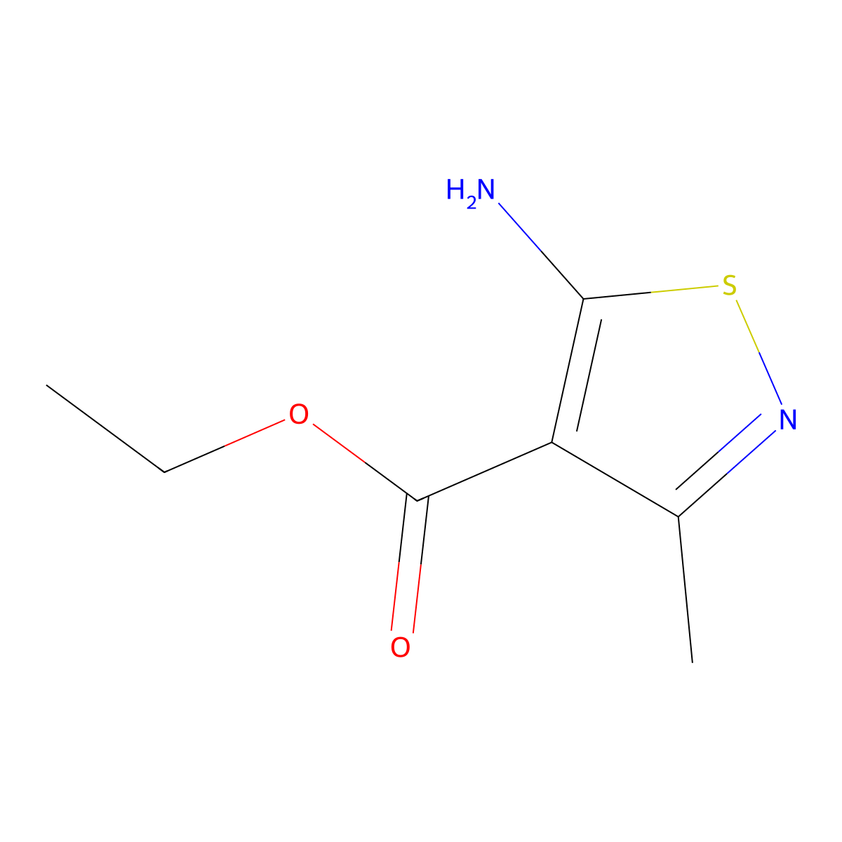 Ethyl 5-amino-3-methylisothiazole-4-carboxylate molecular structure, CAS 34859-65-9