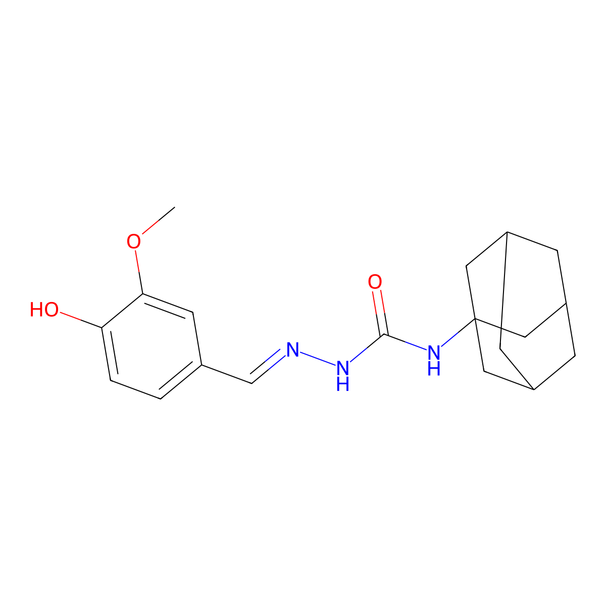 1-(1-Adamantyl)-3-[(4-hydroxy-3-methoxyphenyl)methylideneamino]urea molecular structure, CAS 348590-58-9