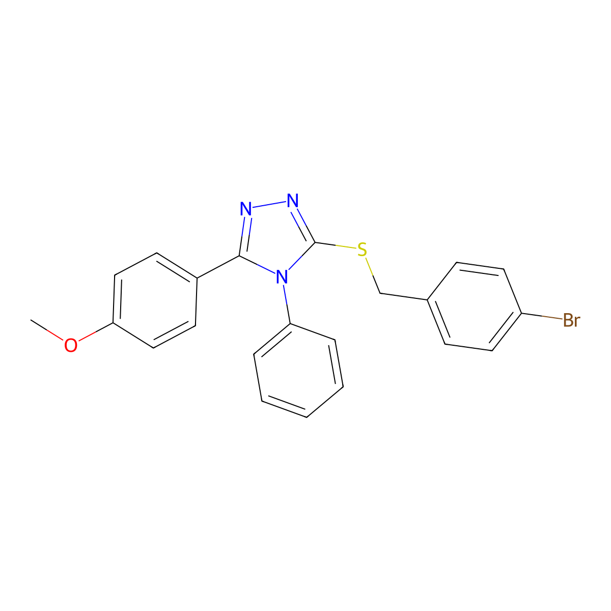 3-[(4-bromobenzyl)sulfanyl]-5-(4-methoxyphenyl)-4-phenyl-4H-1,2,4-triazole molecular structure, CAS 348593-01-1