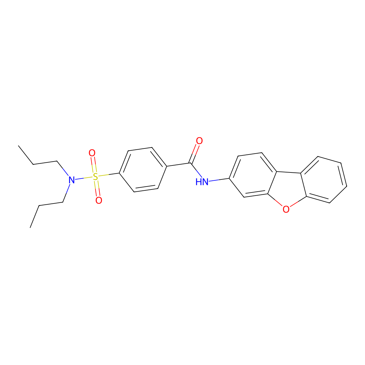 N-dibenzofuran-3-yl-4-(dipropylsulfamoyl)benzamide molecular structure, CAS 348593-05-5