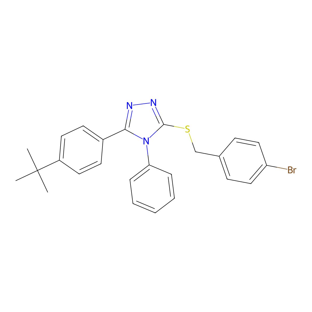 5-[4-(Tert-butyl)phenyl]-3-[(4-bromophenyl)methylthio]-4-phenyl-1,2,4-triazole molecular structure, CAS 348593-15-7