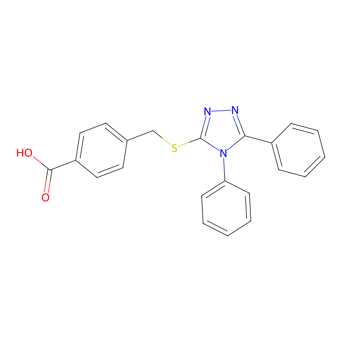 4-[(4,5-Diphenyl-1,2,4-triazol-3-yl)sulfanylmethyl]benzoic acid molecular structure, CAS 348593-21-5