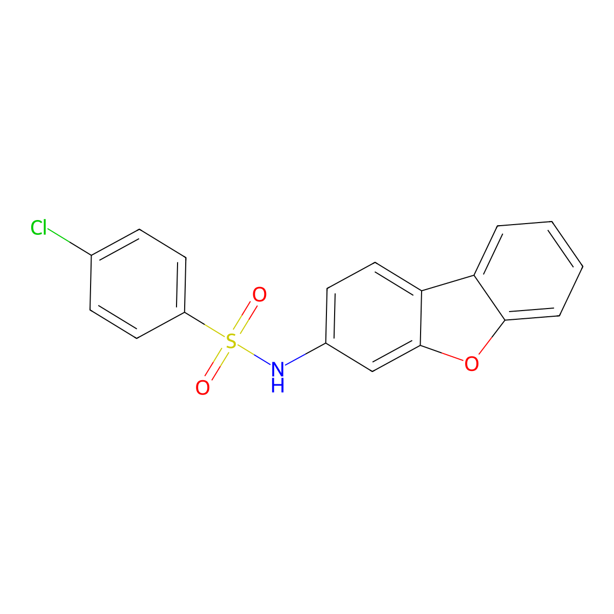 4-chloro-N-dibenzofuran-3-ylbenzenesulfonamide molecular structure, CAS 348593-29-3