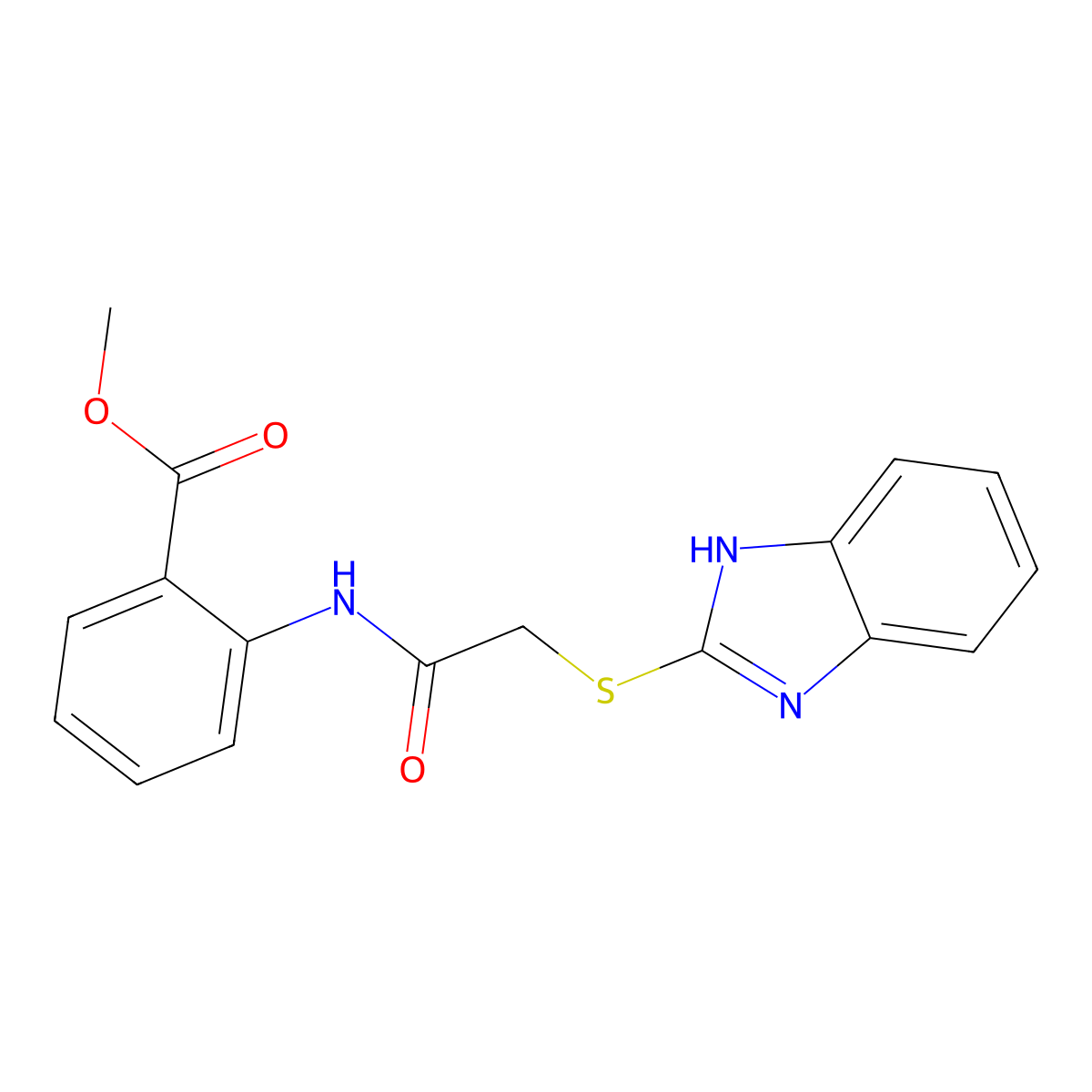 methyl 2-{[(1H-benzimidazol-2-ylsulfanyl)acetyl]amino}benzoate molecular structure, CAS 348593-37-3