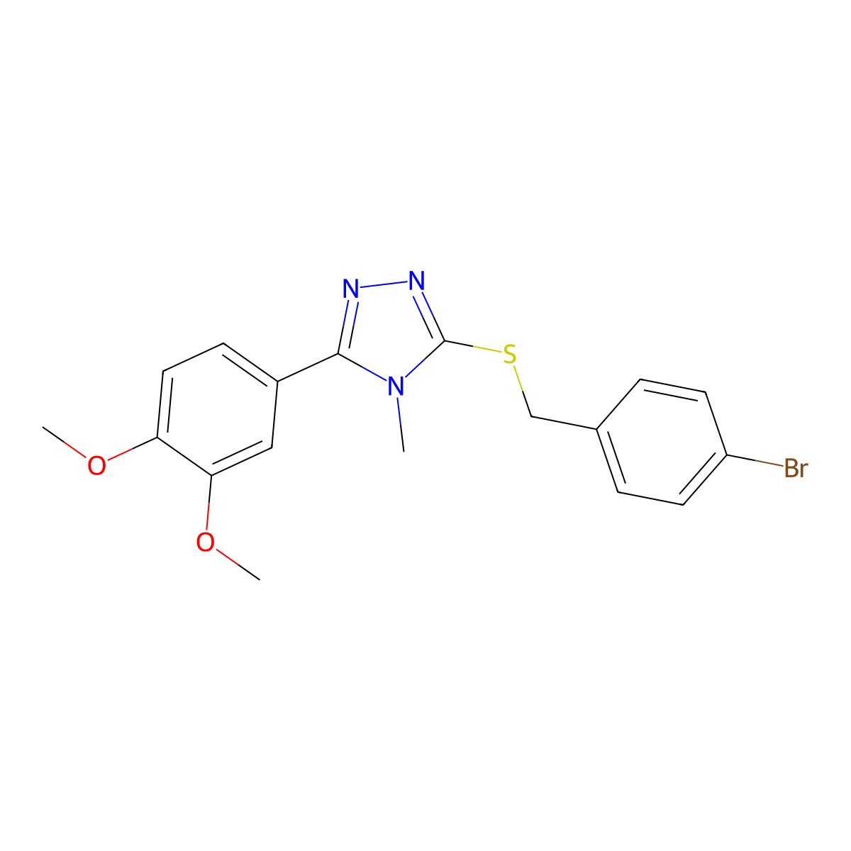 3-[(4-bromobenzyl)sulfanyl]-5-(3,4-dimethoxyphenyl)-4-methyl-4H-1,2,4-triazole molecular structure, CAS 348593-41-9