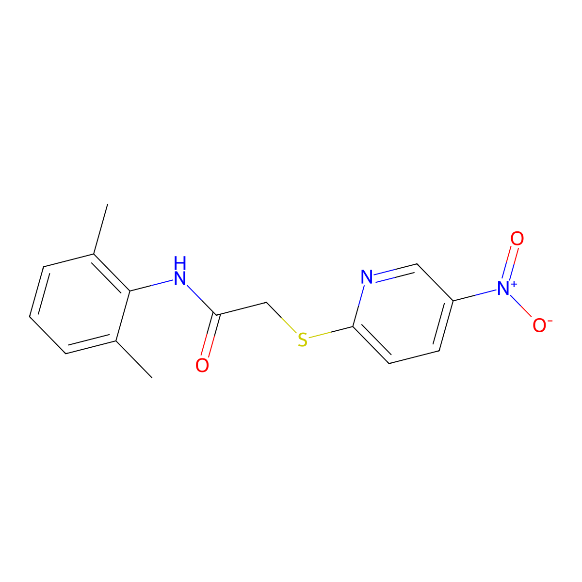 N-(2,6-dimethylphenyl)-2-(5-nitropyridin-2-yl)sulfanylacetamide molecular structure, CAS 348593-43-1