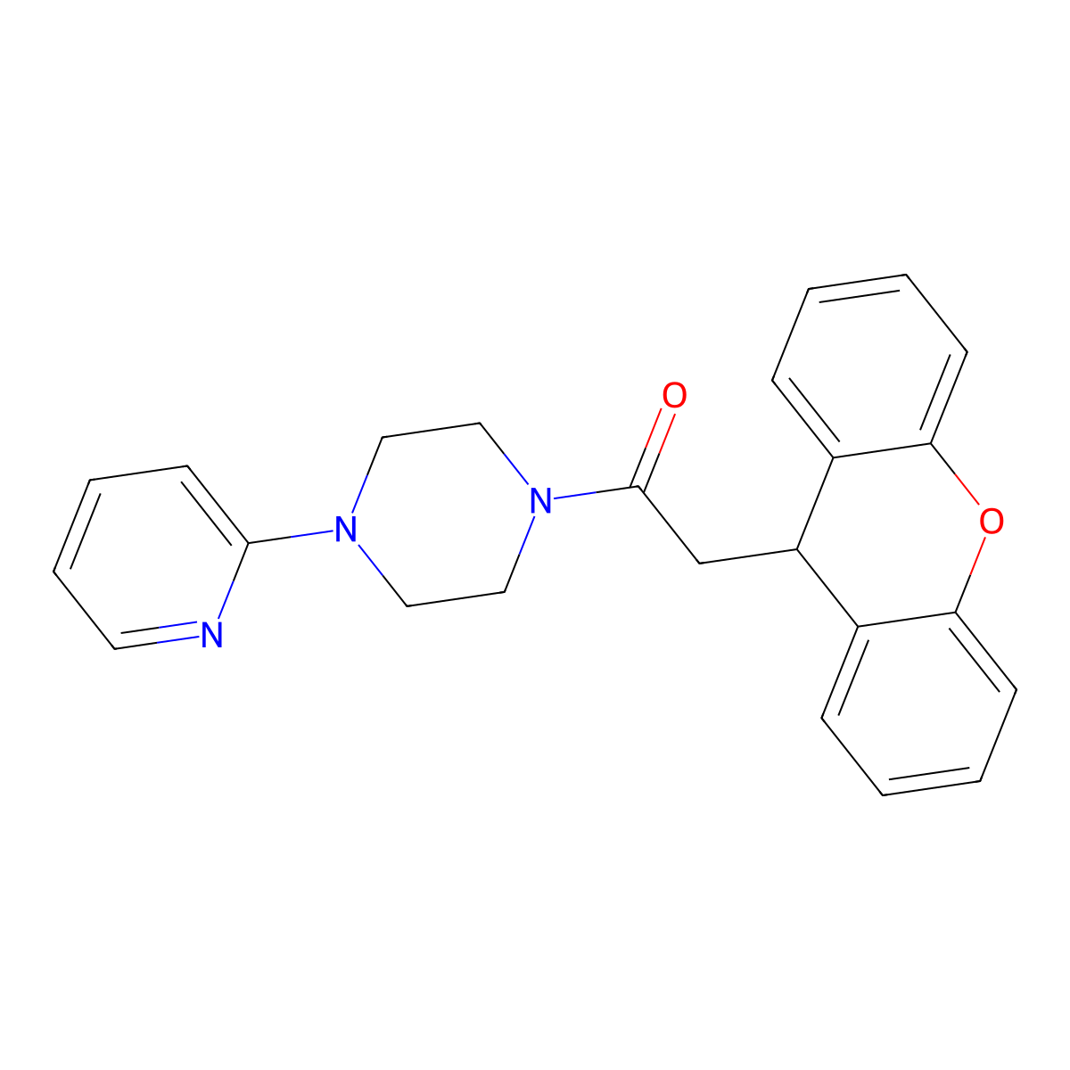 1-(4-pyridin-2-ylpiperazin-1-yl)-2-(9H-xanthen-9-yl)ethanone molecular structure, CAS 348593-45-3