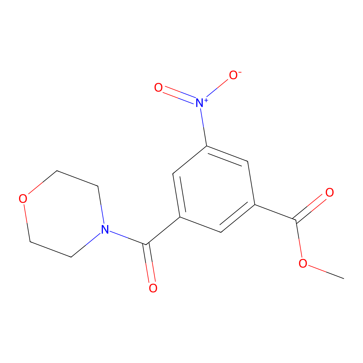 Methyl 3-(morpholin-4-ylcarbonyl)-5-nitrobenzoate molecular structure, CAS 348593-54-4